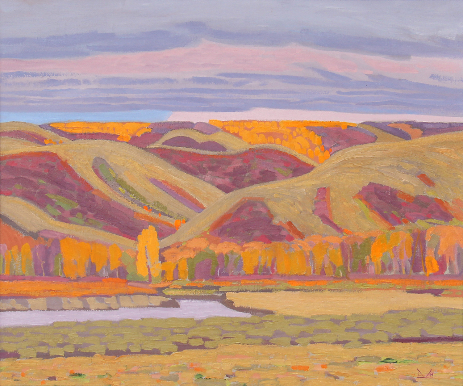 Illingworth Kerr’s painting, "Grey Day, Mid-September, Qu’Appelle Valley", circa 1976, oil on linen