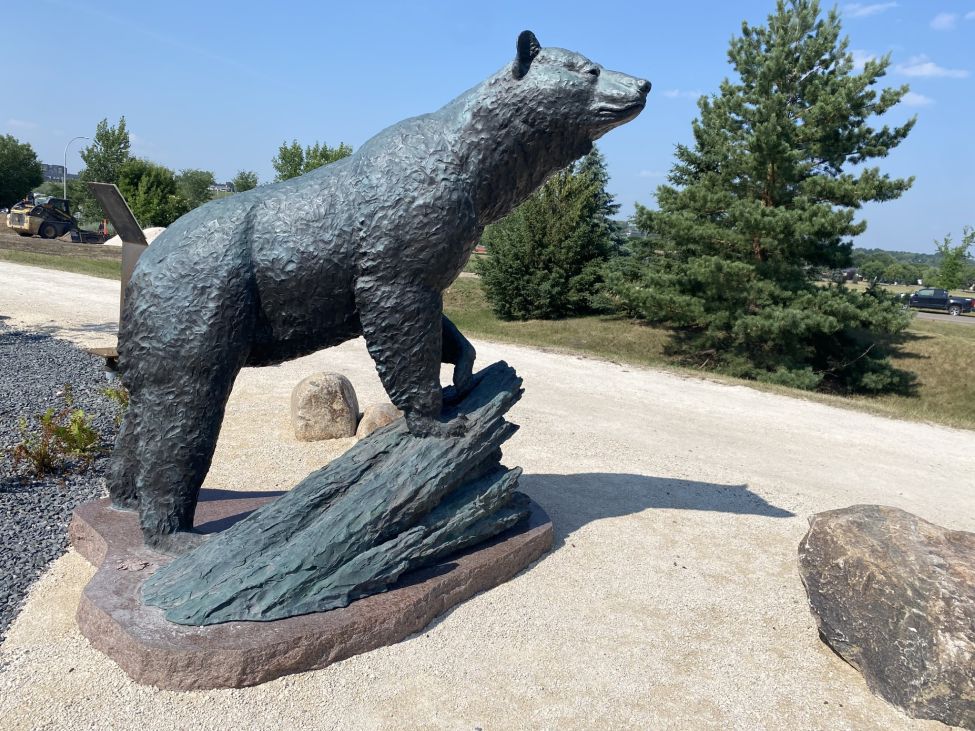 Sculptor Peter Sawatzky's large bronze sculpture of a black bear
